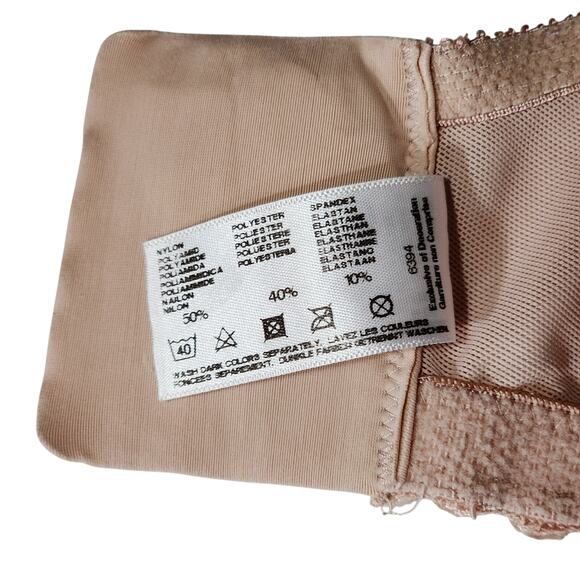 Glamorise Bra sz 42 I Wirefree Comfort Straps‎ Beige Tan Full Women Floral Lace - Picture 4 of 8